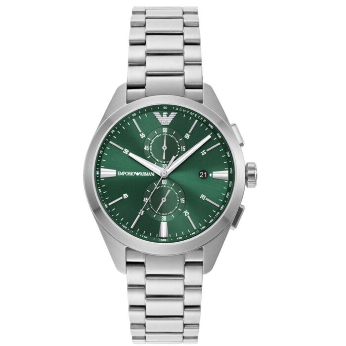 Emporio Armani Chronograph Green Dial Silver Steel Strap Watch For Men - AR11480 - Image 3